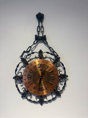 Decorative Copper and Black Wall Clock - Ornate Metal Design